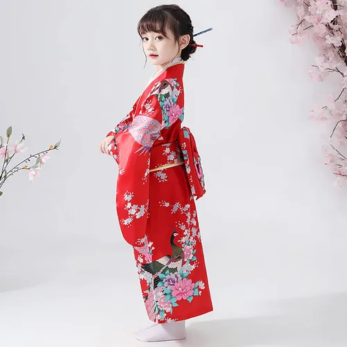 Vista 3 de Kimono para niñas Yukata - Disfraz tradicional japonés para cosplay