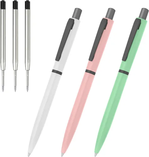Vista 19 de Cambond Bolígrafos plateados – Bolígrafo giratorio de metal de tinta negra, punta media de 0.039 pulgadas para regalo, oficina, negocios, hombres