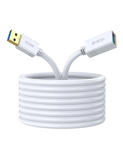 Vista 9 de VCZHS Tech Cable de extensión USB blanco de 1 pie, extensor USB 3.0 para transferencia de datos de alta velocidad y carga rápida, duradero