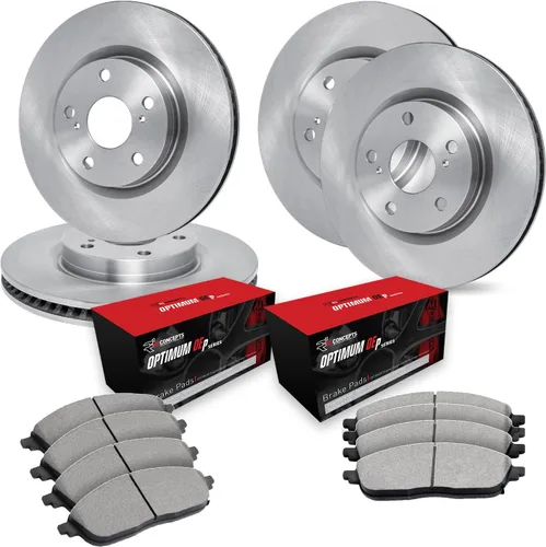 Vista 6 de Kit de Frenos Delanteros y Traseros R1 Concepts para Audi A8, Q8 2019-2020, Q7 2017-2020 Rotores de Freno en Blanco Kit de Pastillas y Rotores