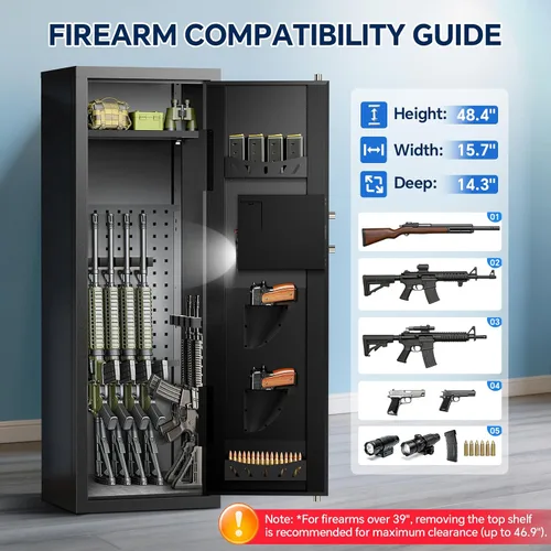 Vista 2 de Caja fuerte de 8-10 armas para seguridad del hogar, caja fuerte para rifles y pistolas - Teclado digital de acceso rápido Caja fuerte de fácil