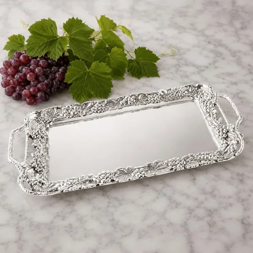 Vista 9 de Arthur Court - Bandeja decorativa de aluminio para servir uvas, 21 x 10 pulgadas