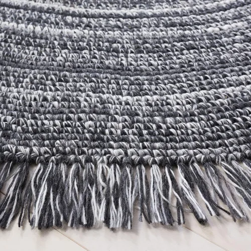 Vista 3 de SAFAVIEH Colección trenzada BRD275Z - Alfombra redonda de 4 pies, color negro/marfil, hecha a mano para entrada, vestíbulo, sala de estar