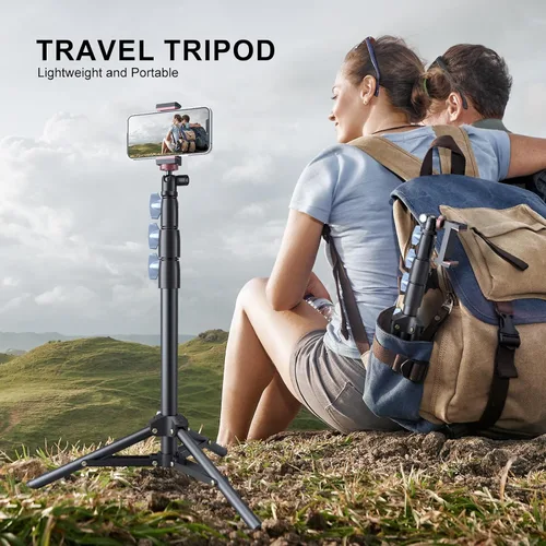 Vista 6 de Selfie Stick & Tripod LINCO, integrado, resistente, ligero, control remoto Bluetooth para dispositivos Apple y Android, pies de trípode separables