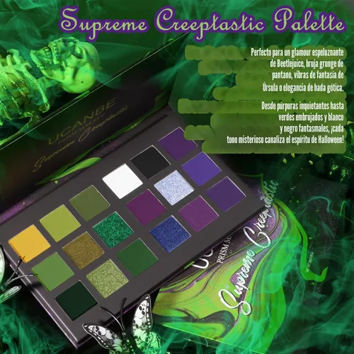 Vista 5 de Paleta de Sombras de Ojos Gótica Verde Morada - 18 Colores Mate Brillante Metálico Brillante y Oscuro Sombras de Ojos Góticas Ahumadas