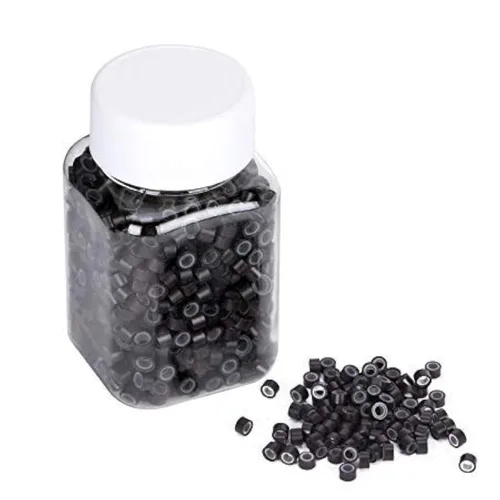Vista 7 de 500 anillos de silicona con microeslabones de 0.197 in para extensiones de cabello, herramientas de microenlaces de aluminio para extensiones