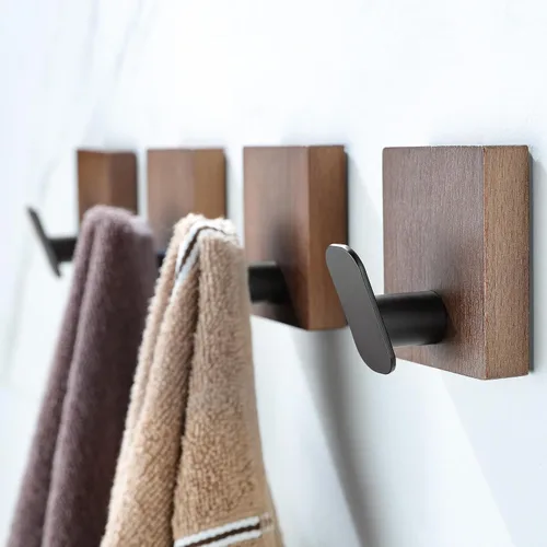 Vista 25 de DELITON Ganchos adhesivos – Paquete de 4 ganchos de pared para toallas/abrigos, para baño o cocina (negro mate, acero inoxidable)