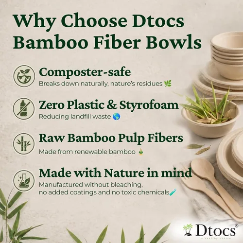 Vista 9 de Dtocs Cuencos desechables de fibra de bambú – 12 onzas, paquete de 200 Cuenco pequeño biodegradable ecológico Cuenco de bagazo apto