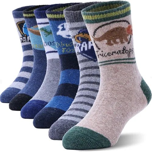 Vista 12 de ANTSANG Calcetines de Lana, Calcetines Térmicos Cálidos y Gruesos Tipo Crew Boot para Niños Pequeños, Niños y Niñas, 6 Pares