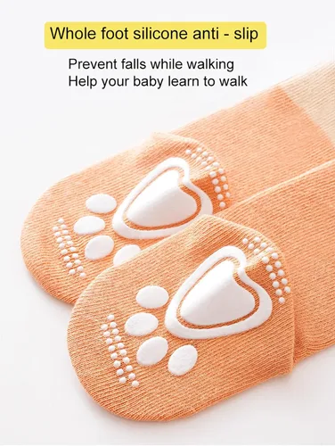 Vista 3 de Calcetines antideslizantes para bebés, calcetines de dibujos animados antideslizantes con puños para niñas, niños y recién nacidos, 6 pares