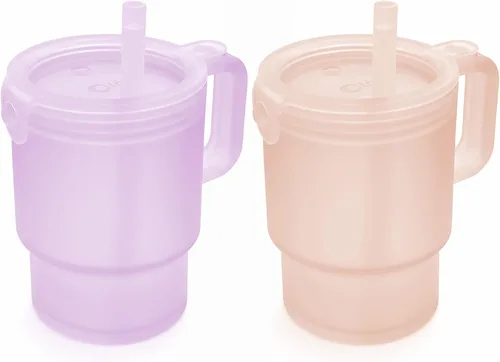 Vista 18 de Olababy Vaso de silicona para niños pequeños con asa y pajita, arándano, 11 Azul (Arándano)