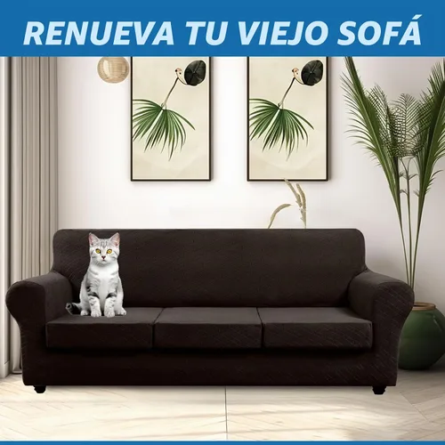 Vista 4 de Funda de sofá de 4 piezas, adecuada para 2 cojines extra grandes y 2 fundas de cojín de gran tamaño, funda protectora para muebles de mascotas