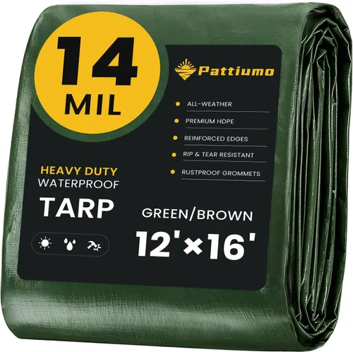 Vista 13 de Pattiumo Lona impermeable de 8 x 10 pies y 14 mil de lona resistente multiusos, cubierta protectora impermeable, resistente a los rayos UV, todo