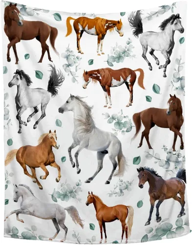 Vista 13 de Mantas de Caballo Regalos para Niñas y Niños, Manta de Franela Floral Ultra Suave para Decoración de Sofá/Sofá/Viajes/Campamento, Regalos