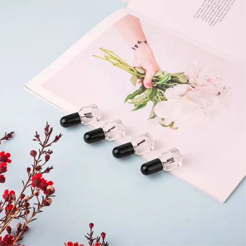 Vista 7 de GTHER 20 botellas vacías de esmalte de uñas, recipiente de botellas recargables de vidrio transparente con tapa de cepillo y embudo y bolas