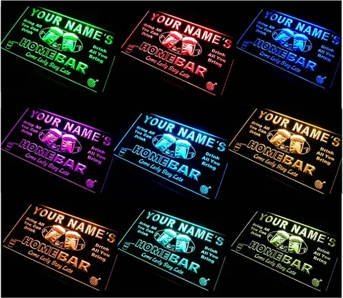 Vista 8 de Letrero luminoso Custom Home Bar Beer de neón; personalizado con nombre Blanco
