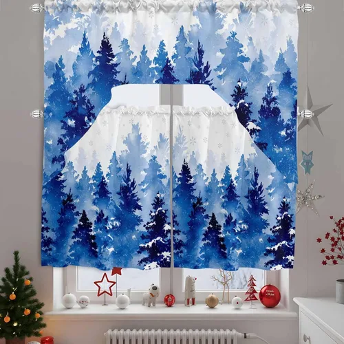 Vista 19 de Cortinas de Gnomos de San Valentín con Cenefa para Cocina, Cortinas con Bolsillo para Barra para Dormitorio, Sala de Estar, Baño, Cafetería, Negro