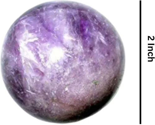 Vista 2 de Bola esférica de cristal de amatista natural Jet de 50 a 2.165 in Piedra curativa para energía positiva, meditación, reiki, equilibrio de chakras