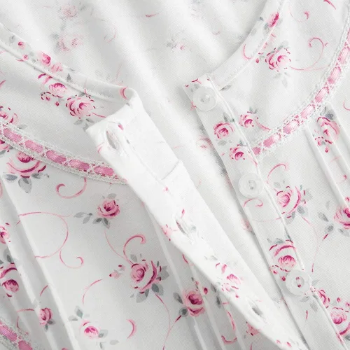 Vista 9 de Keyocean - Camisón de manga corta para mujer, 100 % algodón, suave, cómodo, ligero, con encaje, para verano, ropa de dormir