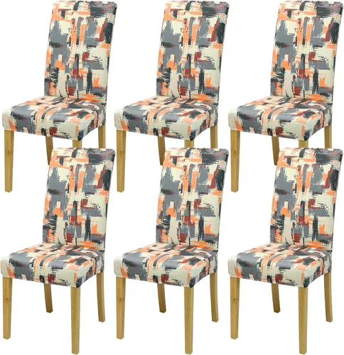 Vista 41 de Fundas para Sillas de Comedor, Juego de Fundas para Sillas de Comedor de 4 Piezas, Fundas Elásticas para Sillas de Cocina, Fundas para Sillas