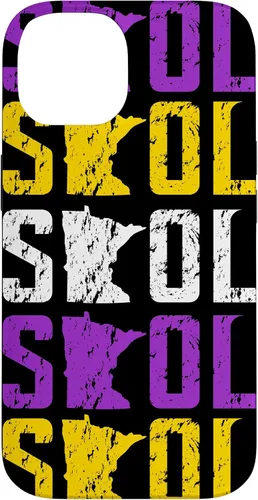 Vista 4 de Funda para iPhone 13 Pro Max SKOL envejecido vikingo vintage morado y amarillo sobre negro