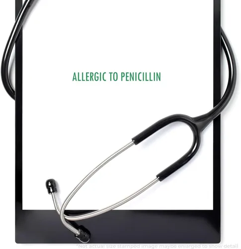 Vista 4 de Sello grande autoentintado alérgico a la penicilina, suministros de oficina médico, hasta 5 K impresiones, reiniciable, fácil de presionar e
