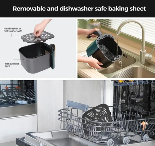 Vista 6 de Panana - Freidora de aire grande de 8QT compacta, freidora de 8 menús preestablecidos, control digital de un solo toque, pantalla táctil, apta