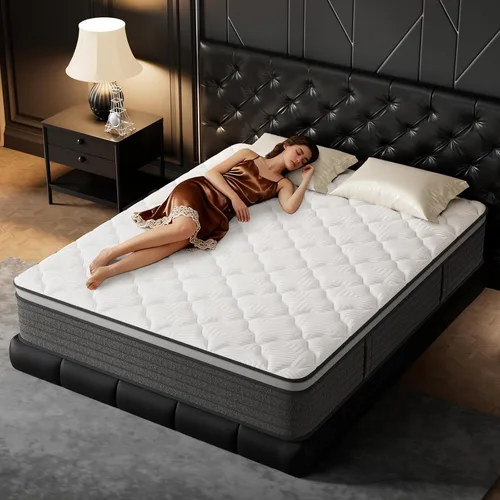 Vista 14 de PUBPLON Colchón individual híbrido de lujo hotelero de 12 pulgadas, colchón de espuma viscoelástica de gel en una caja (nueva versión), resorte