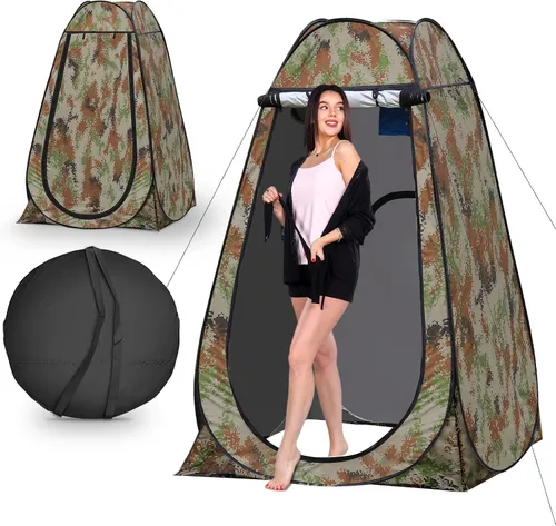 Vista 12 de Carpa portátil emergente de privacidad, carpa para baño al aire libre, inodoro, regadera, campamento, espaciosa, para senderismo, playa, pícnic