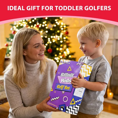 Vista 9 de Nattork Juego de golf para niños y niñas de 1, 2 y 3 años, carrito de golf mejorado para niños con 4 palos y 12 pelotas, juguete deportivo