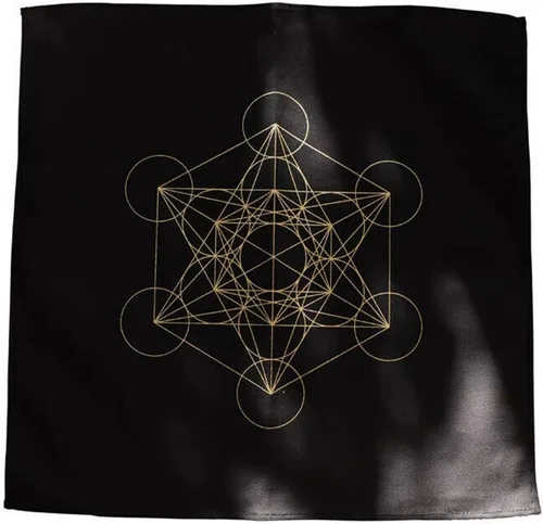 Vista 9 de BLESSUME Mantel de tarot de altar cuadrado negro tapiz hexagonal Wicca (negro)