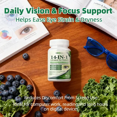 Vista 6 de Evervision 14 en 1 fórmula avanzada para ojos, suplemento de vitaminas y minerales para los ojos, 60 cápsulas, 2