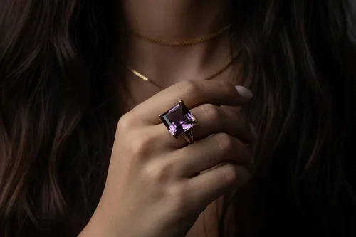 Vista 2 de Artisan-made Big Amethyst Ring with 925 Sterling Silver Band - Stunning Amethyst Jewelry for Women - February Birthstone Jewelry for Occasions and