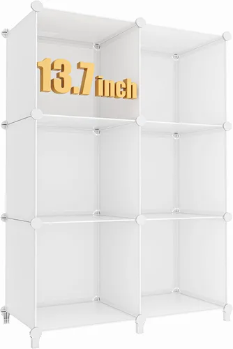 Vista 17 de HOMIDEC - Organizador de almacenamiento de 6 cubos, biblioteca con estantería y martillo de metal, organizador de cubos para niños, armario, Negro