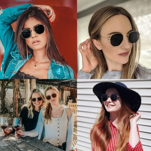 Vista 7 de DQbhzh Small Square Polarized Sunglasses 3 Pack for Women Men Polygon Hexagon Sun Glasses Retro Trendy UV400 Protection
