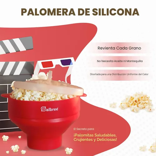 Vista 2 de El original Salbree palomitas de maíz para microondas, máquina de palomitas de maíz de silicona, cuenco plegable apto para microondas - palomitas