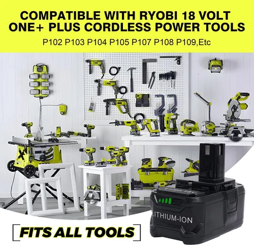 Vista 6 de Batería de repuesto de 6.0Ah 18V para Ryobi 18 V, iones de litio, compatible con Ryobi 18 Voltios ONE+ Plus Herramientas eléctricas inalámbricas