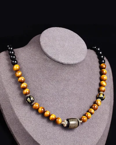 Vista 9 de Jewever Feng Shui - Collares de obsidiana negra con ojo de tigre para mujeres y hombres, collar de cristales curativos que trae buena suerte