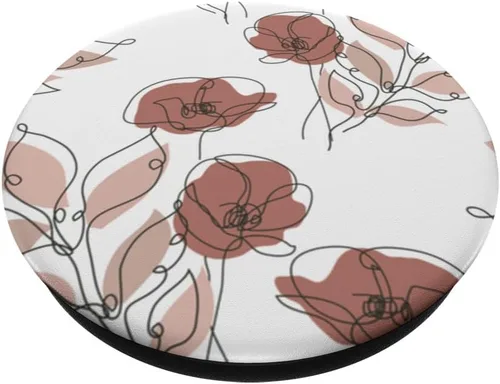 Vista 2 de PopSockets estéticos con diseño de flores de amapola minimalistas, diseño floral