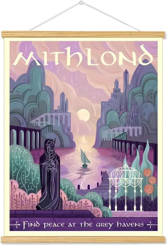 Vista 10 de Meksular Impresiones artísticas de pared de paisaje de la Tierra Media, pintura en lienzo, carteles de fantasía, imágenes de pared, para regalo