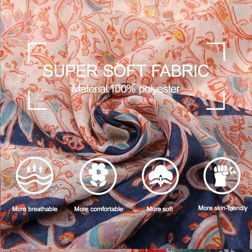 Vista 2 de Yeieeo Bufanda bohemia para mujer, ligera, con estampado floral, para otoño e invierno, chal con flecos