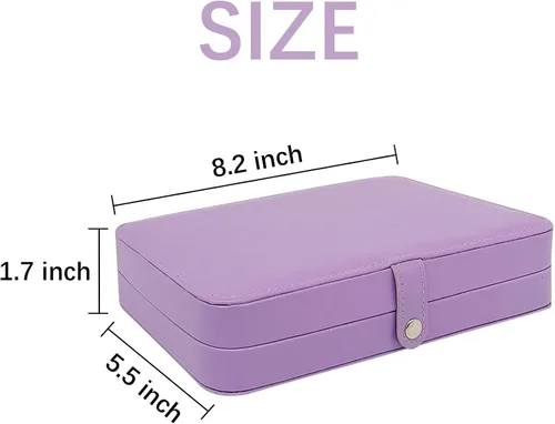 Vista 2 de Joyero de viaje, mini organizador portátil con cremallera, de piel sintética sintética, pequeñas cajas de almacenamiento para anillos, aretes