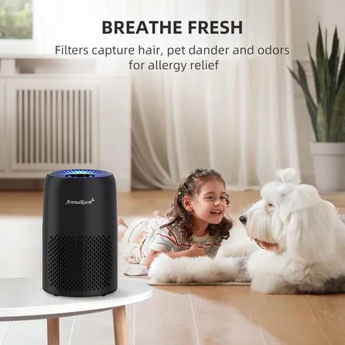 Vista 9 de Purificadores de aire para el hogar y dormitorio, AromaRoom H13 HEPA Purificador de aire con filtro para alergias, polen, humo, polvo, caspa