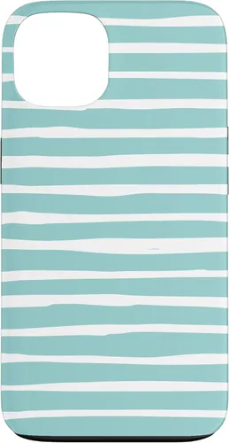 Vista 7 de iPhone 16 Cute Pastel Mint Green Aqua & White Wavy Stripe Case
