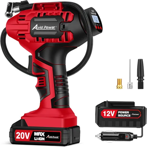 Vista 7 de AVID POWER Inflador de neumáticos, compresor de aire portátil, bomba de neumáticos inalámbrica de 20 V, bomba de aire recargable para neumáticos