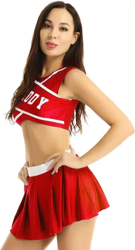 Vista 4 de CHICTRY Disfraz de colegialas adultas para mujer, uniforme recortado, chaleco y faldas plisadas