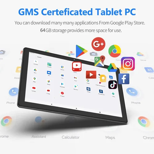 Vista 3 de PRITOM Tablet 2026 de 10 pulgadas con funda, WiFi 6 de 5 GHz, 64 GB, HD IPS Negro