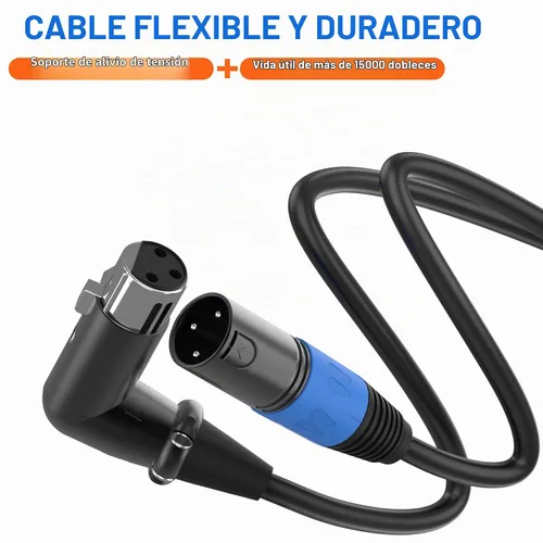 Vista 4 de LanSenSu Cable de enchufe XLR en ángulo recto XLR a recto, cable equilibrado de 90 grados hembra a macho recto de 3 pines a 3 pines