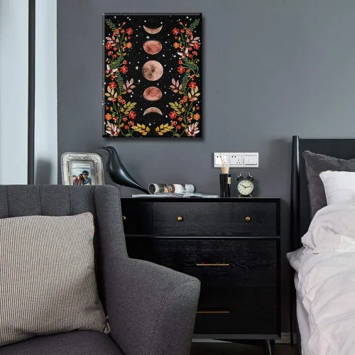 Vista 2 de TUMOVO Pintura por Números para Adultos Jardín con Luz de Luna Pintura por Números para Adultos Fase Lunar Rodeada de Enredaderas y Flores Negro Kit