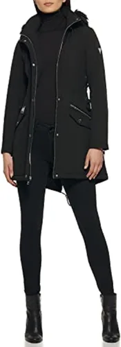 Vista 4 de GUESS Womens Long Softshell Coat-Water Resistant Fall Jacket, Faux Fur